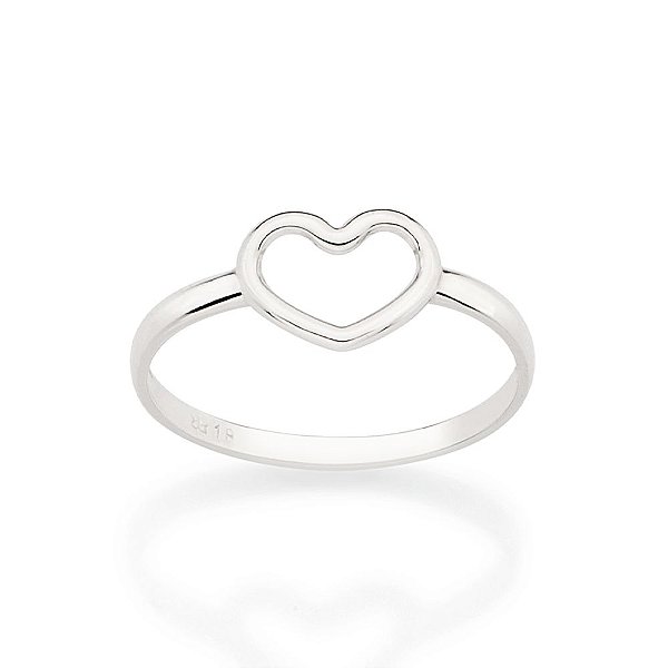 Anel Rommanel Skinny Ring Com Coração Vazado Na Parte Superior