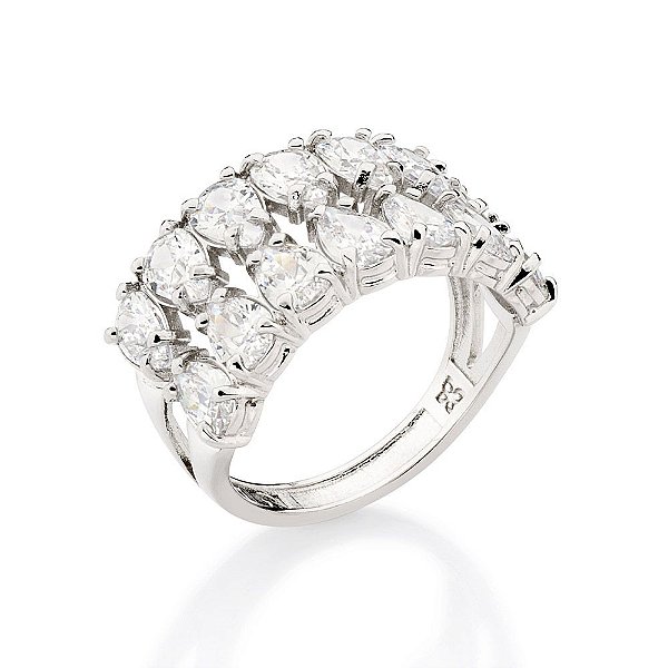 Maxi Anel Aro Duplo Cravejado Por 14 Zircônias Gotas De 4X6 Mm (Joia Licen  Coleção Ana Hickmann) - 313256