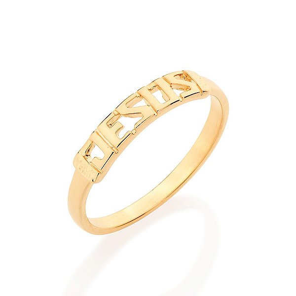 Anel Rommanel Skinny Ring Com A Palavra Jesus