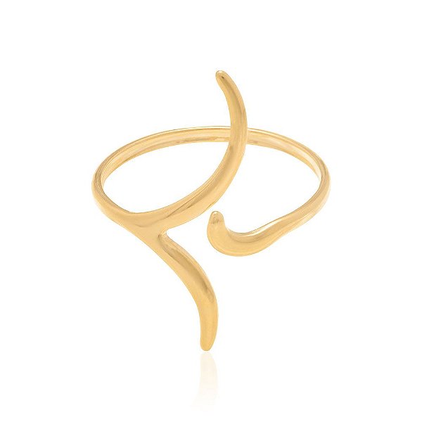 Anel Rommanel Skinny Ring Estilizado Tendo Detalhe "V" Em Uma Das Pontas