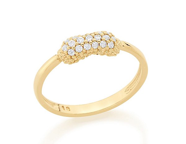Anel Rommanel Skinny Ring Com Detalhe Cravejado Por 19 Zircônias De 1,25Mm