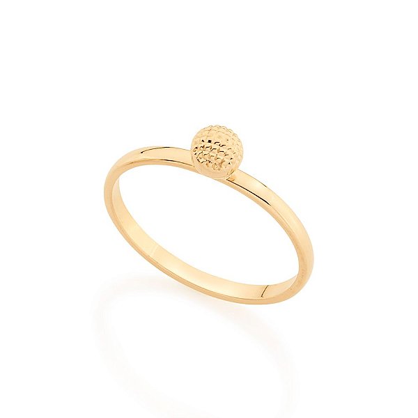 Anel Rommanel Skinny Ring Aro Liso Com Bola Trabalhada De 5Mm