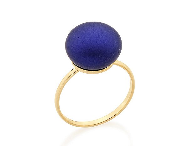 Anel Rommanel Skinny Ring Composto Por Pérola Sintética Formato Pão De 14Mm