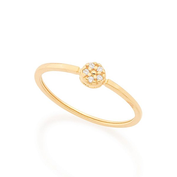 Anel Rommanel Skinny Ring Formado Por Parte Superior Redonda Cravejada Por 5 Zircônias Redondas De 1,25 Mm
