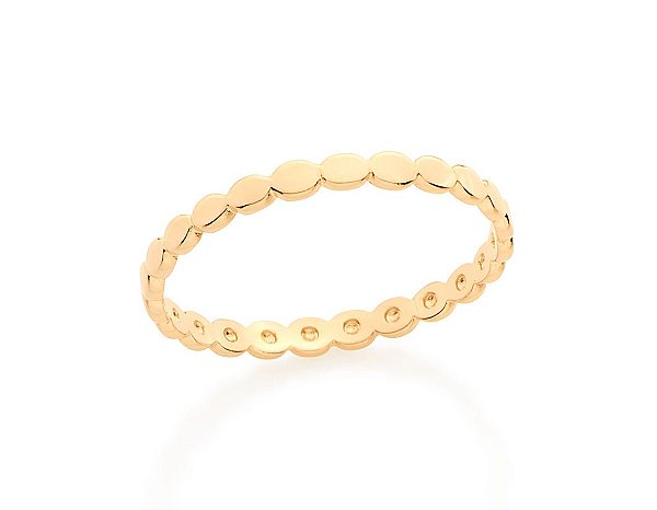 Anel Rommanel Skinny Ring Formado Por Pequenas Esferas Ovais, Achatadas E Lisas