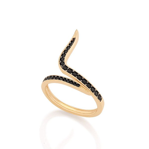 Anel Rommanel "Skinny Ring" Formado Por Aro Ajustável, Com Uma Das Pontas Curvadas, Cravejado Por 8 Zircônias De 1,00Mm,