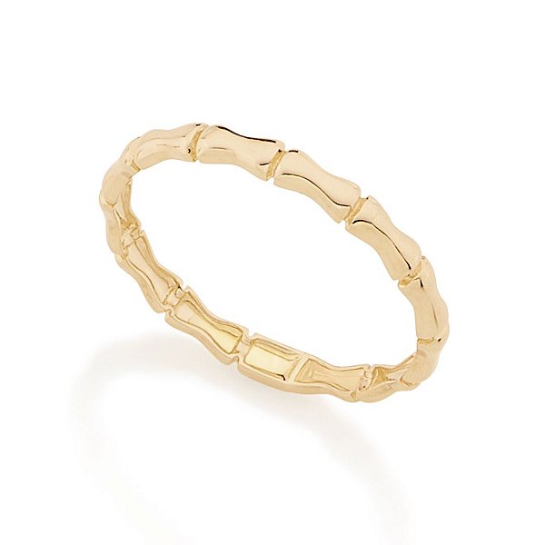 Anel Rommanel Skinny Ring Formado Por Aro Estilizado No Formato De Bambu