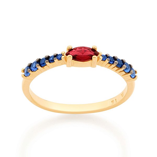 Anel Rommanel Skinny Ring Composto Por 4 Zircônias De 2 Mm, 2 Zircônias De 1,75 Mm, 2 Zircônias De 1,50 Mm, 2 Zircônias