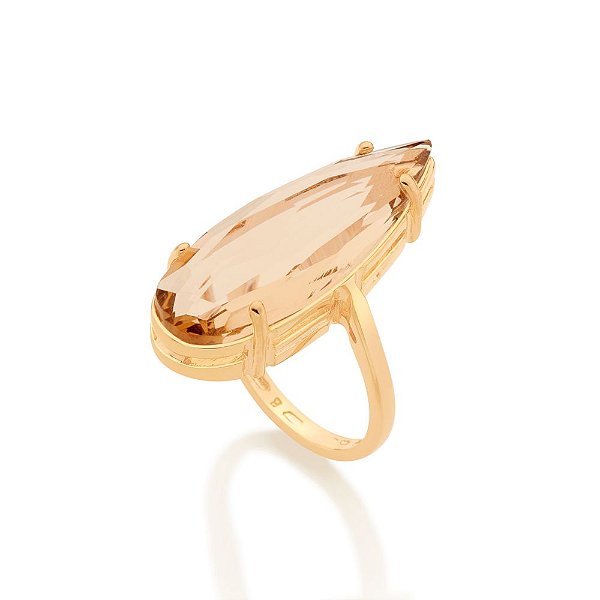 Maxi Anel Rommanel Composto Por 1 Cristal Gota Silk De 9X27 Mm(Joia Licenciada Coleção Ana Hickmann 21º Edição)
