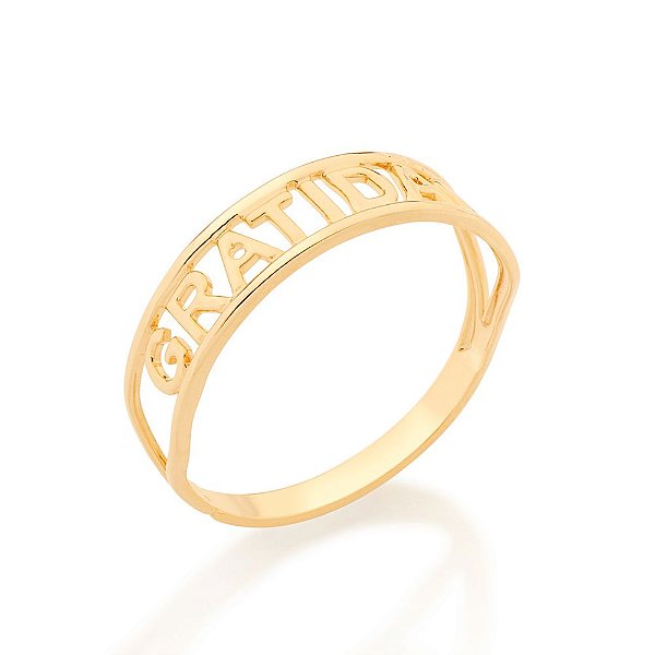 Anel Rommanel Skinny Ring Escrito Gratidão(Joia Licenciada Cápsula Ss)
