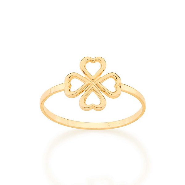 Anel Rommanel Skinny Ring Com Trevo De Quatro Folhas Vazado