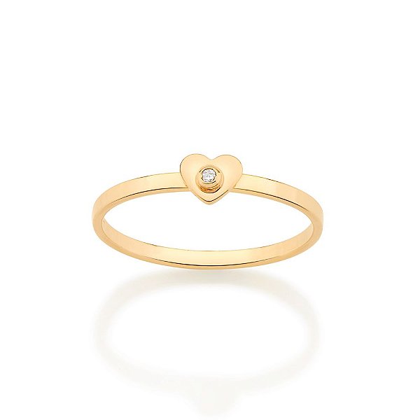 Anel Rommanel Skinny Ring Composto Por Coração Cravejado Por 1 Zircônia De 1,25 Mm Ao Centro