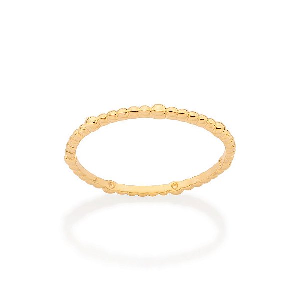 Anel Rommanel Skinny Ring Formado Por Aro De Bolinhas, Com Bolas De 1,30 Mm Intercaladas Por Bolas De 1,60 Mm(Joia Licen