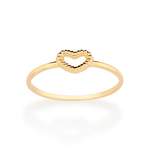 Anel Rommanel Skinny Ring Com Coração Trabalhado