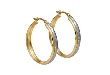 Brinco Rommanel Argola Larga Com Aplique De Rhodium Med 2,9 Cm