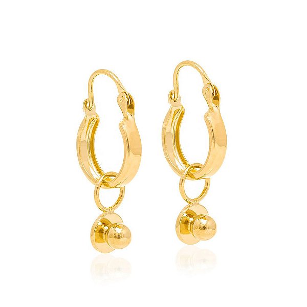 Brinco Rommanel Argola Com Berloque Na Parte Inferior Med 2,6 Cm
