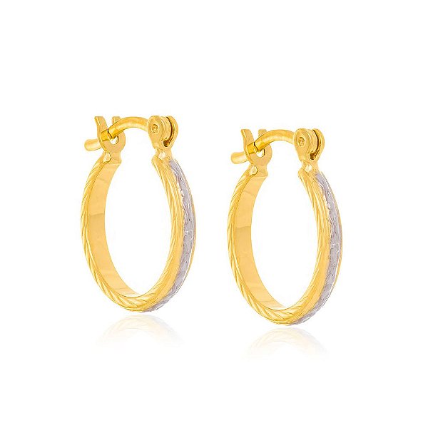 Brinco Rommanel Argola Trabalhada Com Detalhe Em RhodiumMed 1,8 Cm