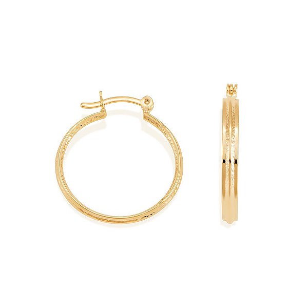 Brinco Rommanel Argola Com Detalhes No Centro E Borda LisaMed 2,3 Cm Diâmetro