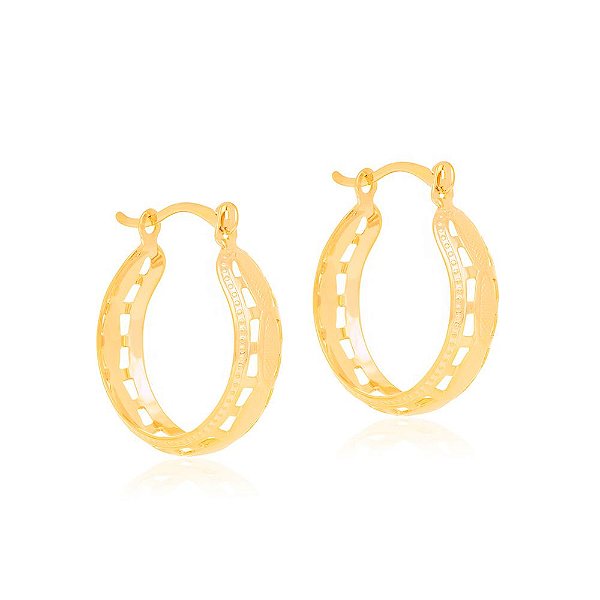 Brinco Rommanel Argola Trabalhada Com Detalhes Vazados Med 1,9 Cm Diâmetro