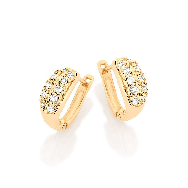 Brinco Rommanel Argola Lisa Com 4 Fileiras De Zircônias ( 20 Total-Par)