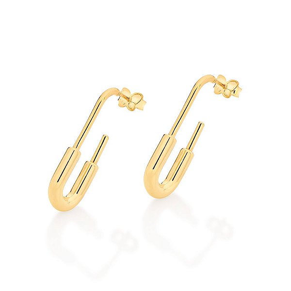 Brinco Rommanel Meia Argola Formato Alfinete,Med 3,0 Cm X 1,3 Cm (Joia Licenciada Coleção Giovanna Antonelli)