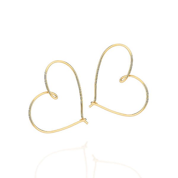 Brinco Argola Formato Coração,Med 4,1 Cm X 4,8 Cm