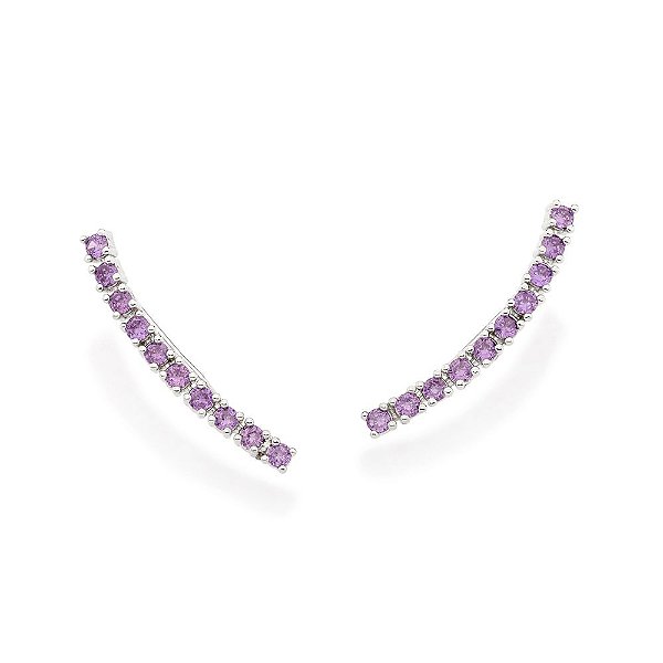Brinco Rommanel Ear Cuff Cravejado Por 20 Zircônias De 2,75 Mm Med 3,5 Cm X 0,30 Cm (Joia Licenciada Coleção Ss)