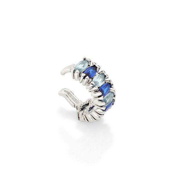 Brinco Rommanel Piercing De Pressão Cravejado Por 9 Zircônias Navetes De 2,5 X 5 Mm Med 1,5 Cm De Diâmetro(Joia Licencia