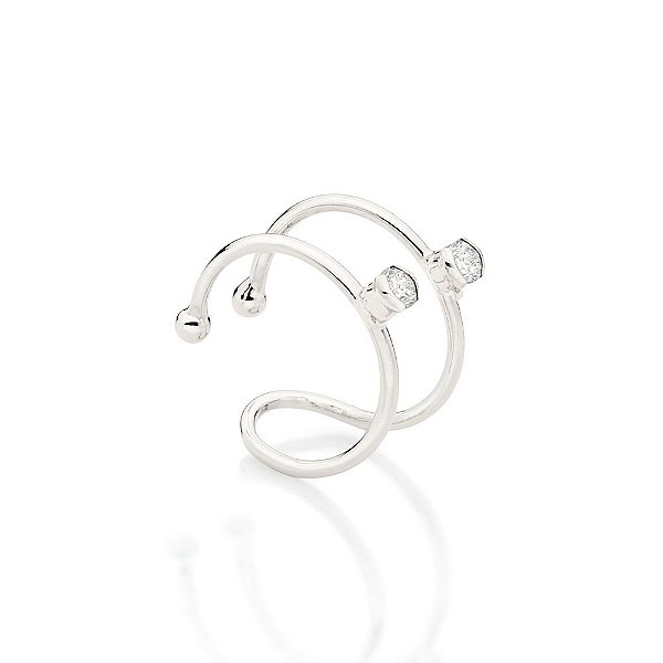Brinco Rommanel Piercing De Pressão Aro Duplo, Composto Por 2 Zircônias De 2,5 MmMed 1,3 Cm De Diâmetro(Joia Licenciada