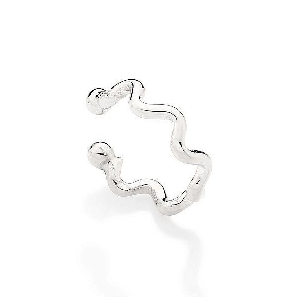 Brinco Rommanel Piercing De Pressão Formato De Ondas Med 1,1 Cm De Diâmetro