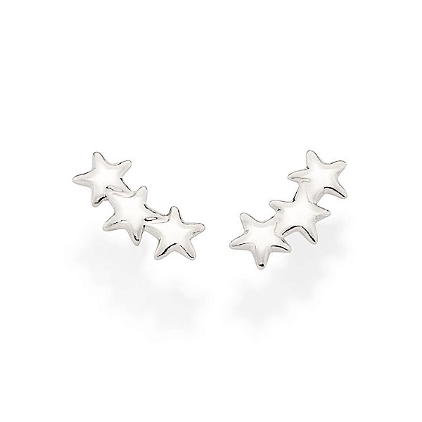 Brinco Rommanel Formado Por Estrelas Lisas Med 1,1 Cm X 0,40 Cm