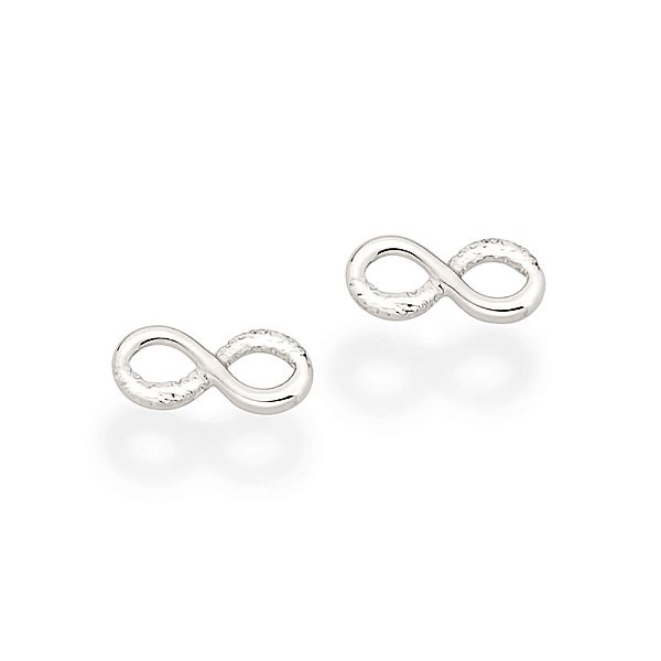 Brinco Rommanel Formado Pelo Símbolo Do Infinito Com Detalhe Trabalhado  Med 0,30 Cm X 0,9 Cm