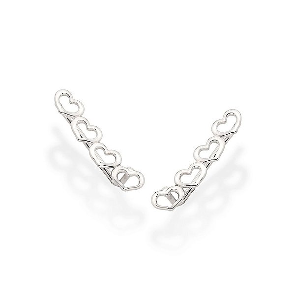 Brinco Rommanel Ear Cuff Formado Por 8 Corações Vazados (Par) Med 1,90 Cm X 0,40 Cm