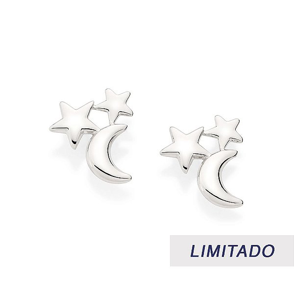 Brinco Rommanel Composto Por 4 Estrelas E 2 Luas (Par) Med 1,1 Cm X 1,0 Cm (Joia Licenciada Coleção Giovanna Antonelli)