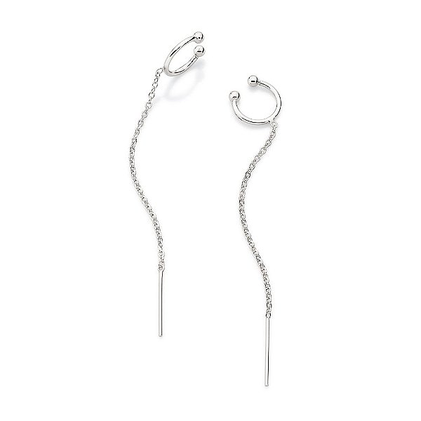 Brinco Rommanel Ear Cuff Com Piercing De Pressão Composto Por Corrente De Elos Cadeado Laminado Fio 0,35 Mm Med 7,0 Cm X