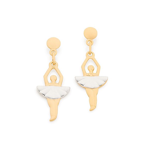 Brinco Rommanel Formato Bailarina Com Rhodium Na Saia Med 2,7 Cm