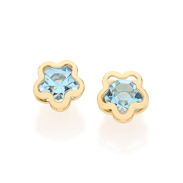 Brinco Rommanel Formato Flor Com Cristal E Detalhes VazadosMed 0,6 Mm
