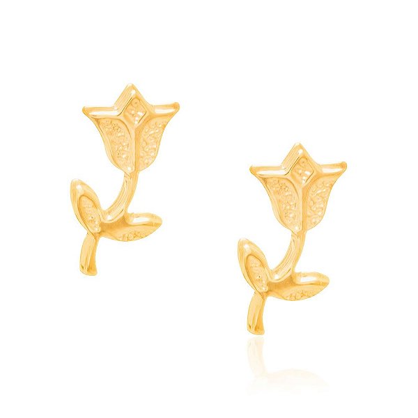 Brinco Rommanel Formato Tulipa, Med  1,1 X 0,6 Cm