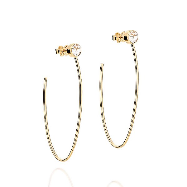 Argola Rommanel Oval Com Cristal Redondo De 5Mm Na Base Med 5 Cm(Joia Licenciada Coleção Giovanna Antonelli 4ª Edição)