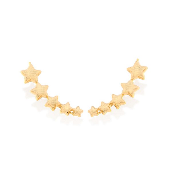 Brinco Rommanel Ear Cuff Formado Por Peças No Formato "Estrelas" Trabalhadas Med 3,20Cm(Joia Licenciada Giovanna Antonel