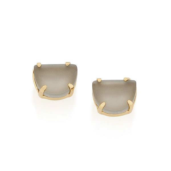 Brinco Rommanel Solitário Formado Por 2 Cristais Meia Lua De 6X8 Mm Med 0,6X0,8 Cm(Joia Licenciada Coleção Giovanna Anto