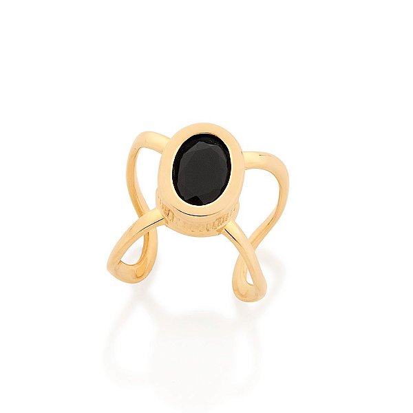 Brinco Rommanel Piercing De Pressão Com Laterais Trabalhadas E Cristal Facetado Oval De 5X7Mm Med 0,90 X 1,30Cm" Coleção