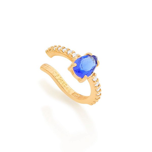 Brinco Rommanel Piercing De Pressão Composto Por 1 Cristal Gota De 4 X6Mm E 14 Zircônias De 1,0 Mm (Par)Med 1,4 Cm De Di