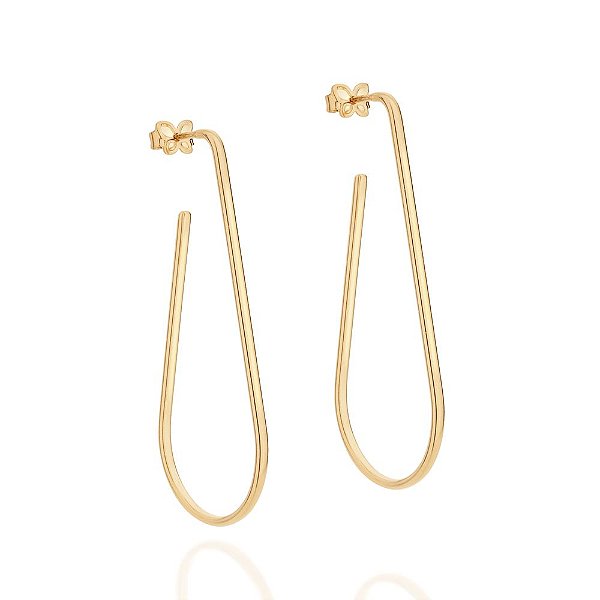 Brinco Rommanel Meia Argola  Lisa No Formato De Gota Med 5,0 Cm X 2,20 Cm(Joia Licenciada Coleção Giovanna Antonelli 12ª