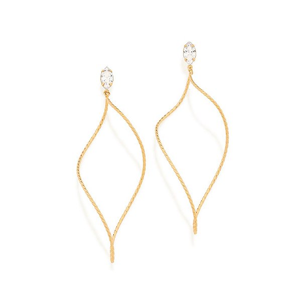 Maxi Brinco Rommanel Base Cravejada Por 2 Zircônias Navetes De 5X10 Mm (Par), Composta Por Aro Torcido E Trabalhado Na P