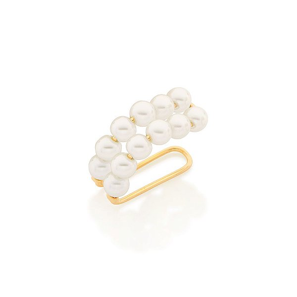 Brinco Rommanel Piercing De Pressão Composto Por 12 Pérolas Sintéticas De 4Mm Med 2,0 Cm De Diâmetro(Joia Licenciada Col