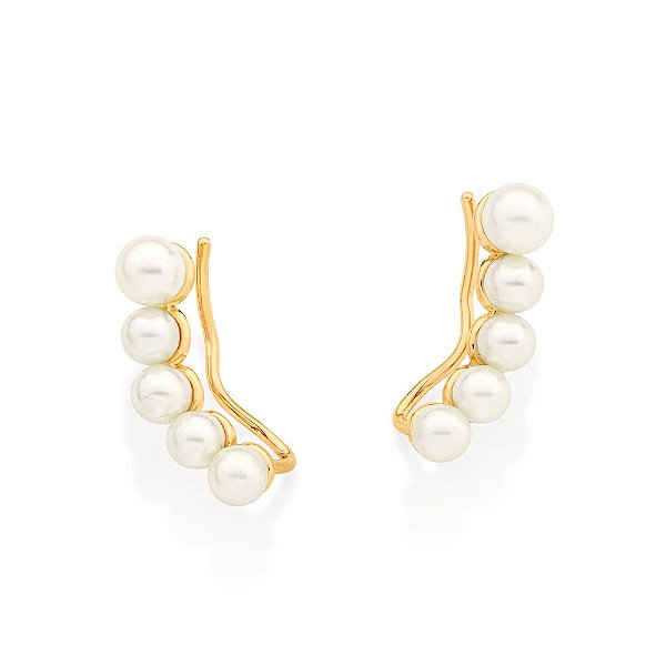 Brinco Rommanel Ear Cuff Composto Por 8 Pérolas Sintéticas De 4 Mm, E 2 Pérolas Sintéticas De 5 MmMed 2,0 Cm X 0,50 Cm (