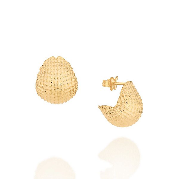 Brinco Rommanel Gota Formado Por Metal Abaulado TrabalhadoMed 1,5 Cm De Diâmetro