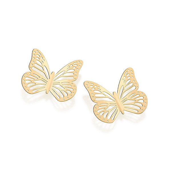 Maxi Brinco Rommanel No Formato De Borboleta Com Detalhes VazadosMed 3,9 Cm X 4,2 Cm