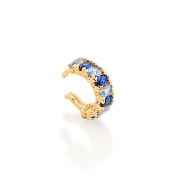 Brinco Rommanel Piercing De Pressão Cravejado Por 9 Zircônias Navetes De 2,5 X 5 MmMed 1,5 Cm De Diâmetro(Joia Licenciad